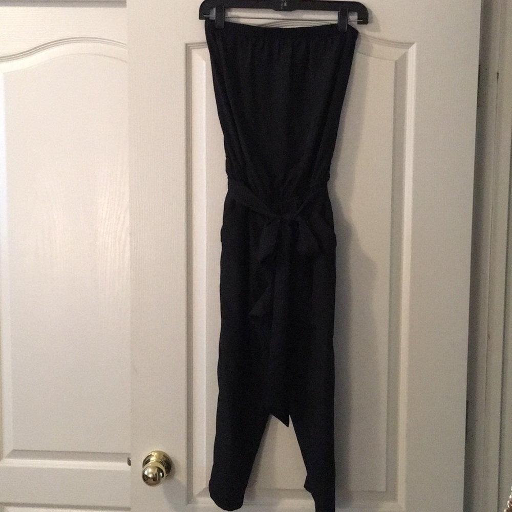 Black strapless romper